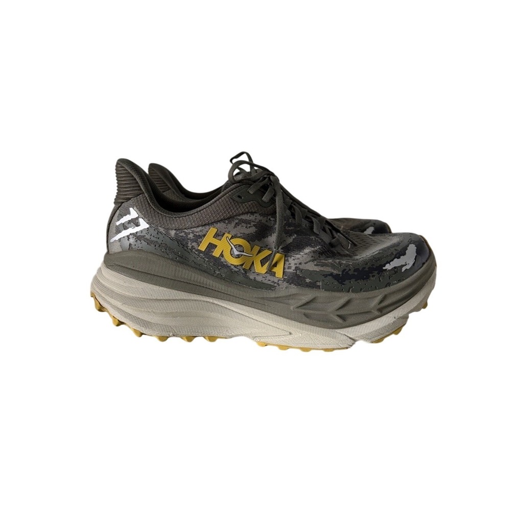 HOKA Mens Stinson 7 Trail Running Shoes Olive Haze Forest Green 12.5D